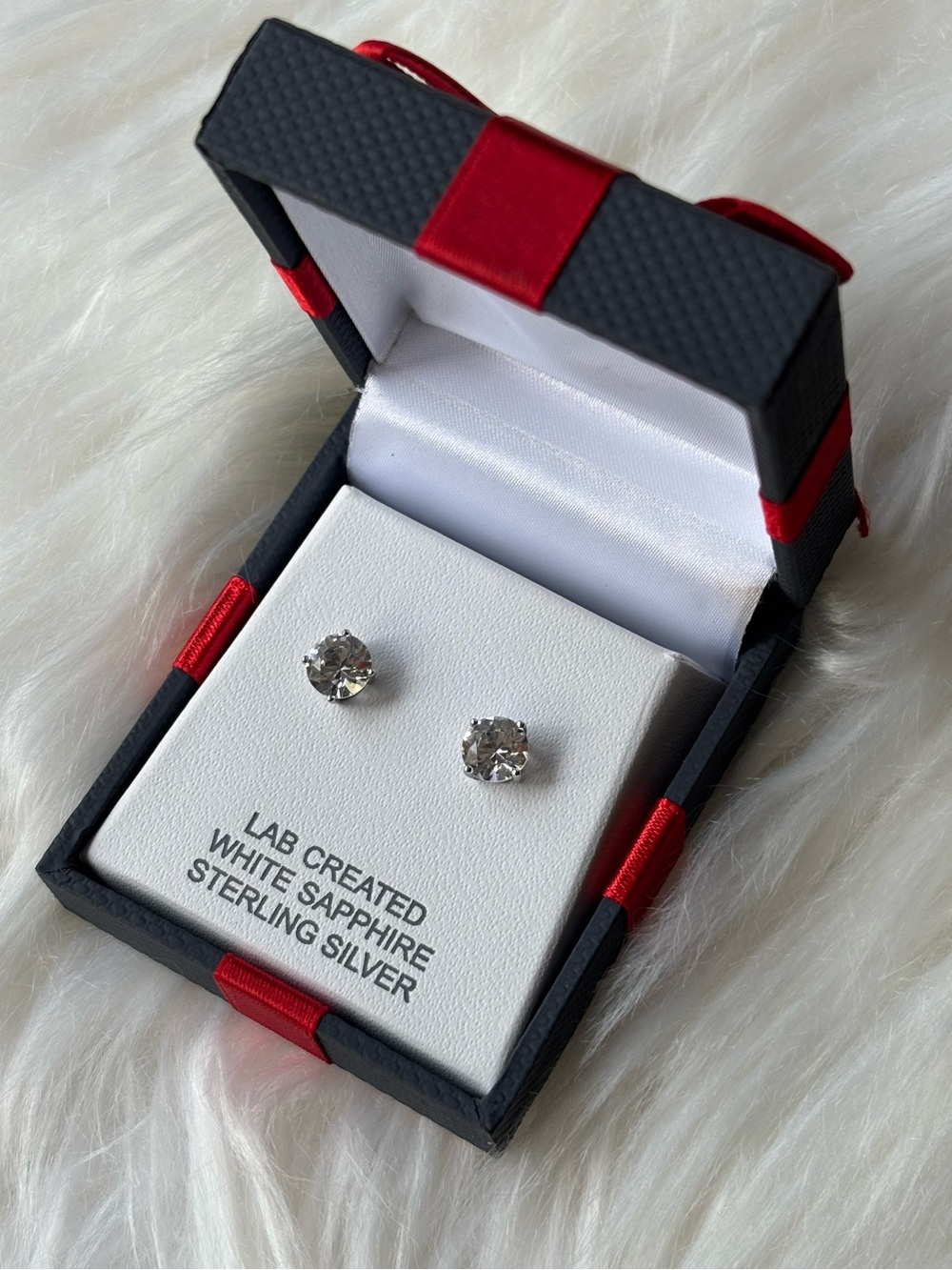 Sterling Silver White Sapphire Stud Earrings - Classic White